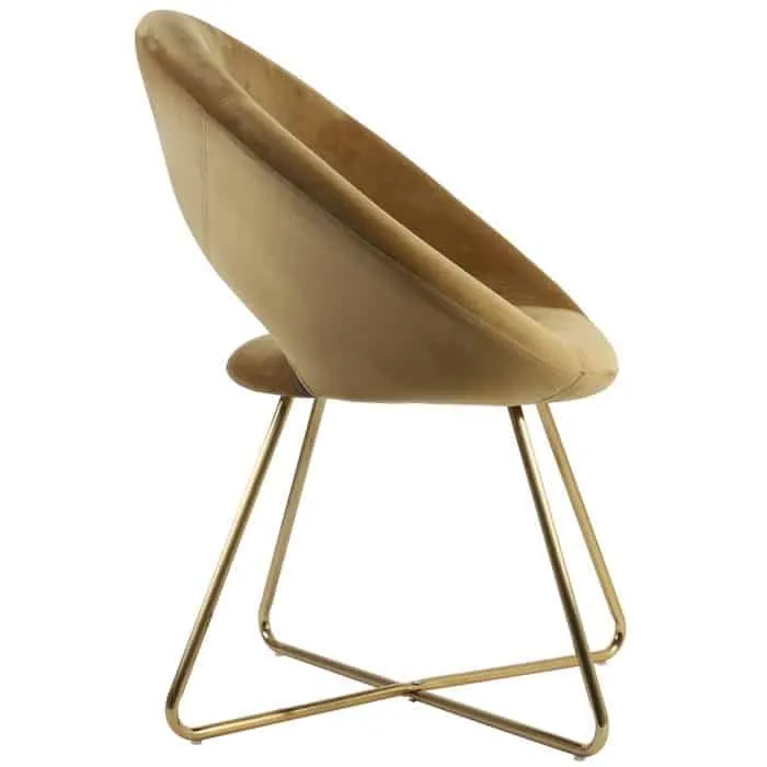 Stuhl CHARLIE Samt Karamel + Gold