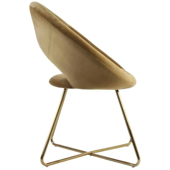 Stuhl CHARLIE Samt Karamel + Gold