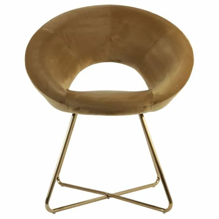 Stuhl CHARLIE Samt Karamel + Gold