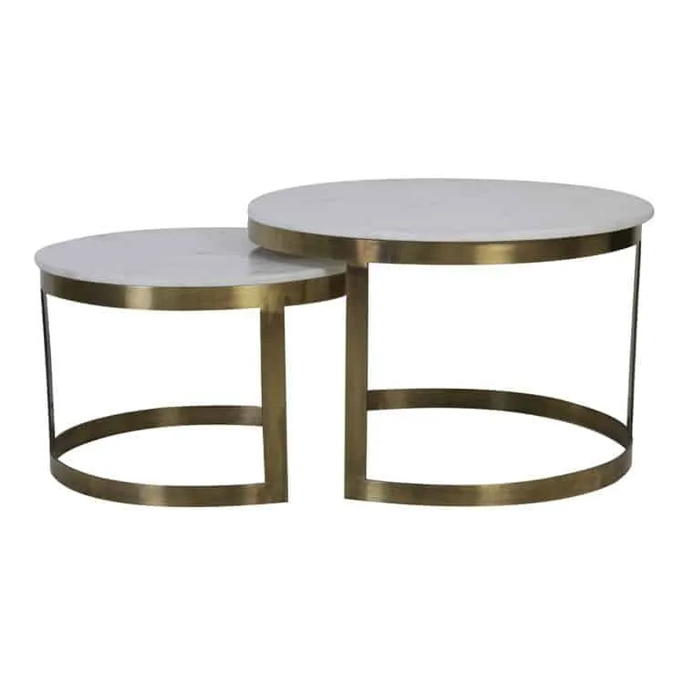 Couchtisch PERLATO Marmor weiß-antik Bronze