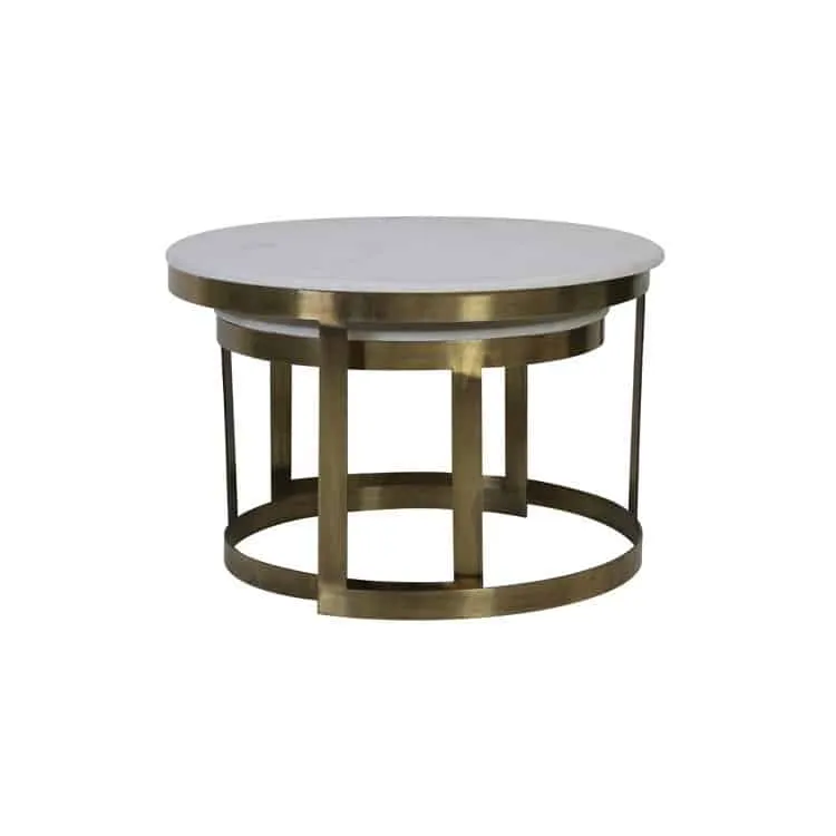 Couchtisch PERLATO Marmor weiß-antik Bronze
