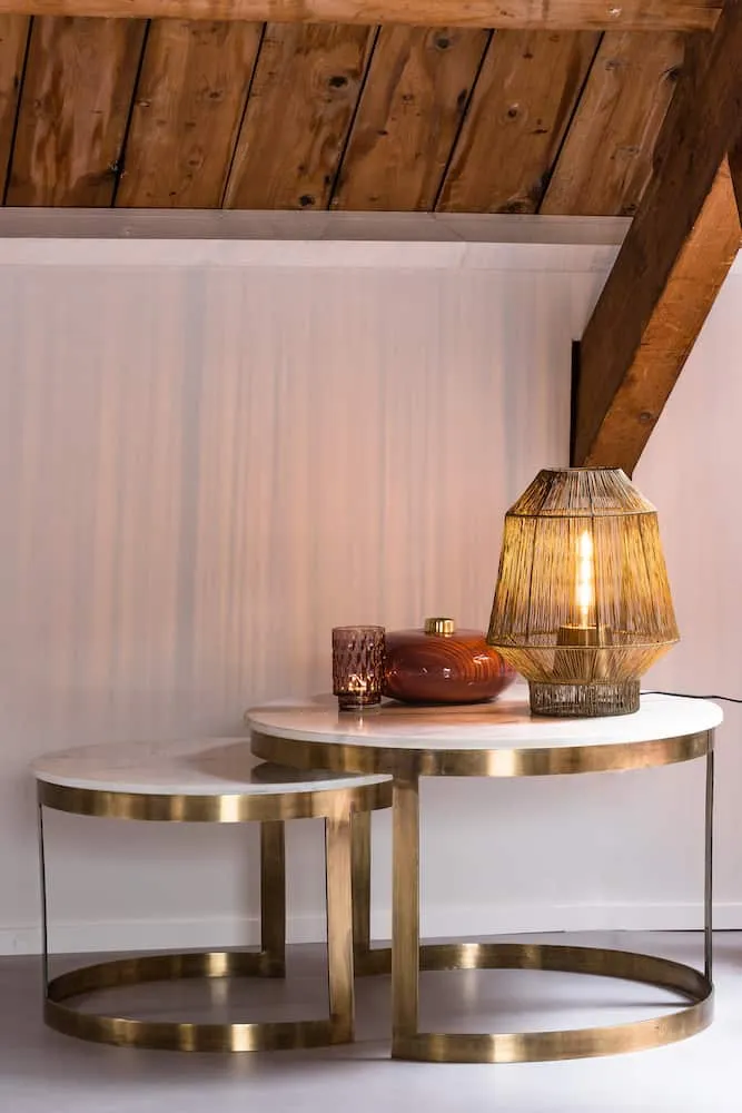 Couchtisch PERLATO Marmor weiß-antik Bronze