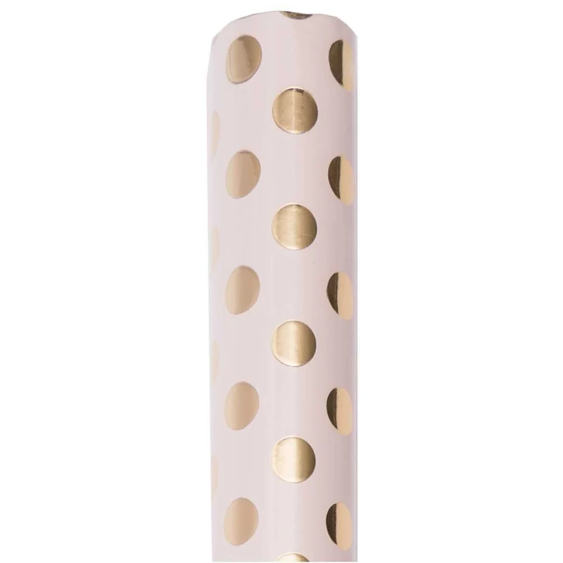 Rico Design Geschenkpapier rosa, Punkte gold