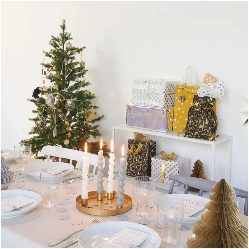 Rico Design Geschenkpapier rosa, Punkte gold