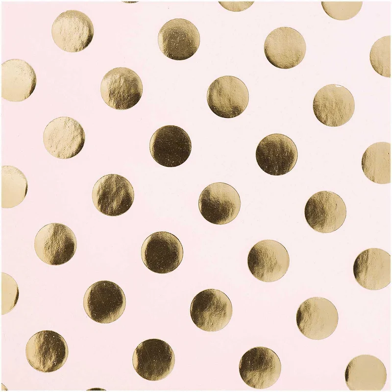 Rico Design Geschenkpapier rosa, Punkte gold