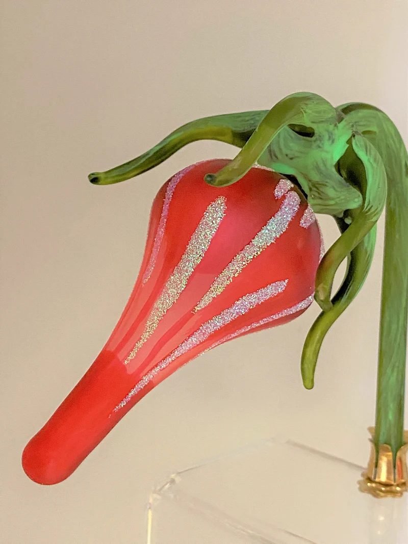 Rote Blüte auf Clip