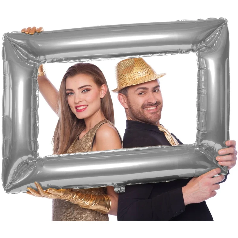 Silberner Fotokabinenrahmen, rechteckig, 85 cm