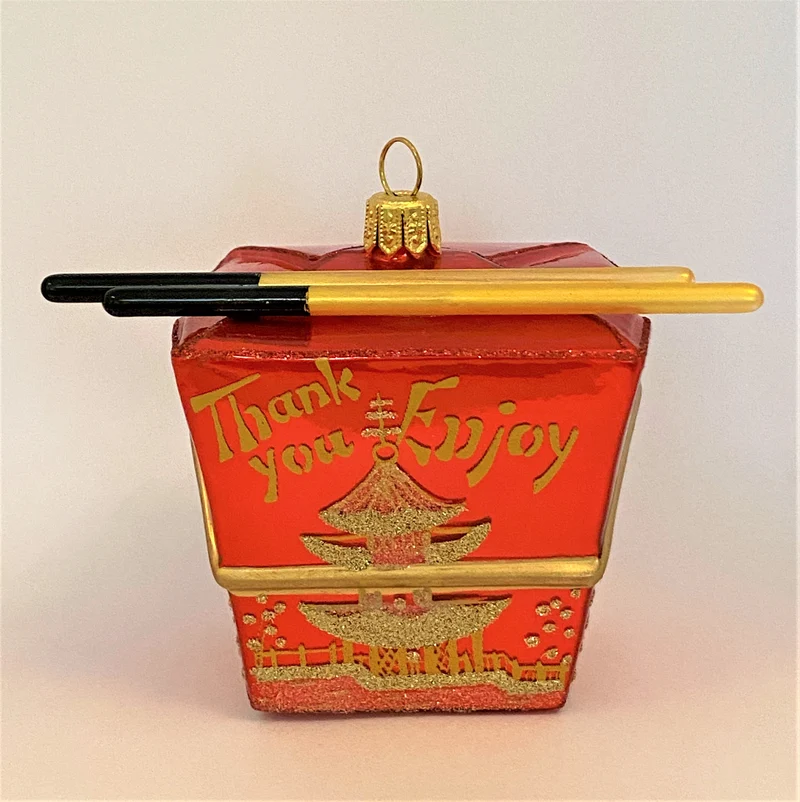 Asiatische Take away Box mit Ess-Stäbchen