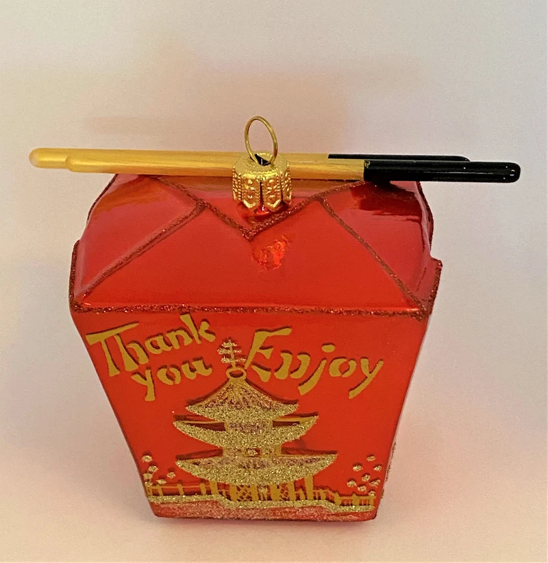 Asiatische Take away Box mit Ess-Stäbchen