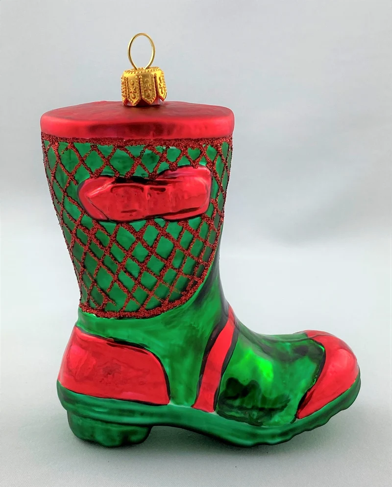 Grüner roter Gummistiefel