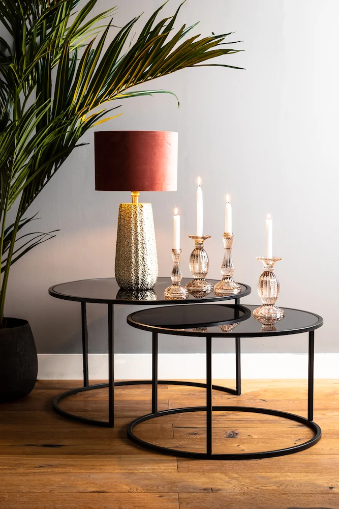 Couchtisch DUARTE Glas schwarz-matt 2er-Set