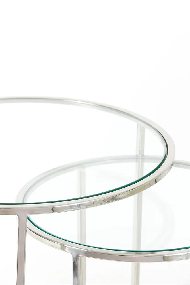 Beistelltisch DUARTE Glas Nickel 2er-Set