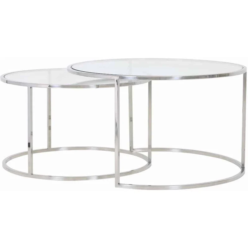 Couchtisch DUARTE Glas Nickel 2er-Set