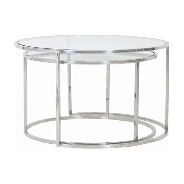 Couchtisch DUARTE Glas Nickel 2er-Set