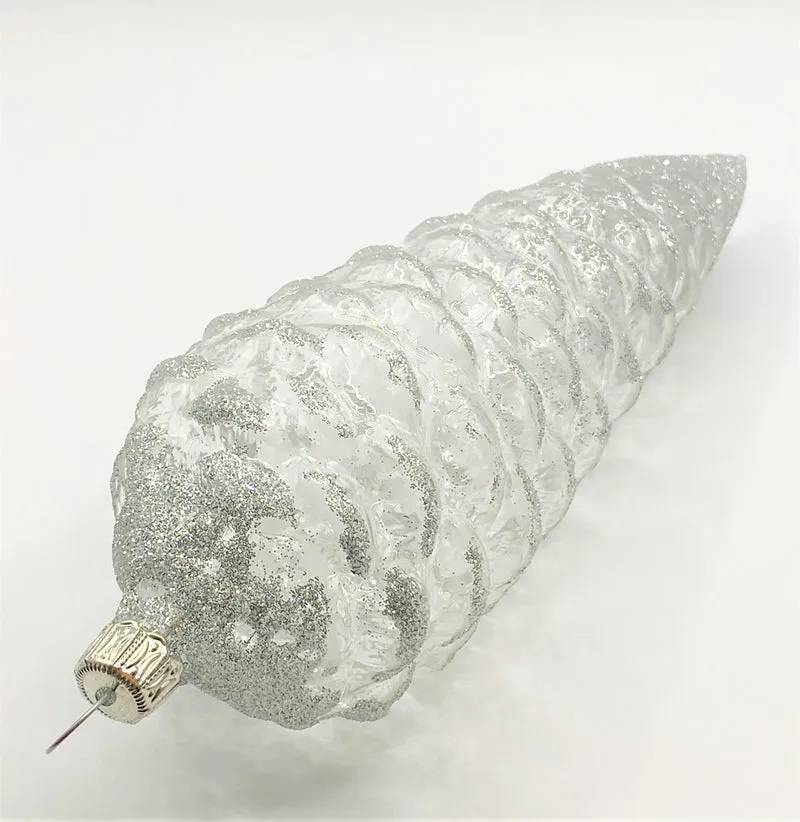 Tannen - Zapfen, transparent mit Silber-Glimmer