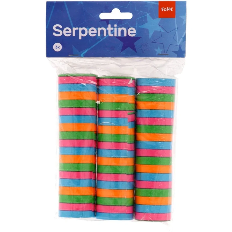 Farbige Serpentine, leuchtende Farben, 4 m, 3 Stück