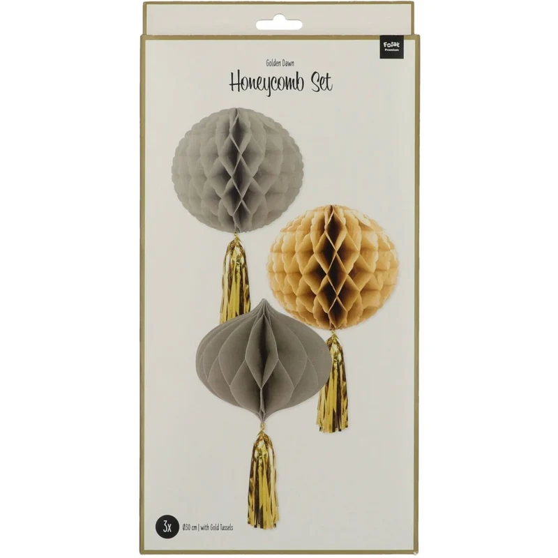 Goldgraue Waben 30 cm, 3-teilig