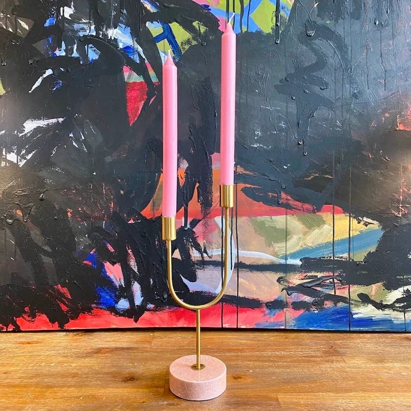 Kerzenständer FLORIKE Marmor rosa-gold Ø10x35 cm
