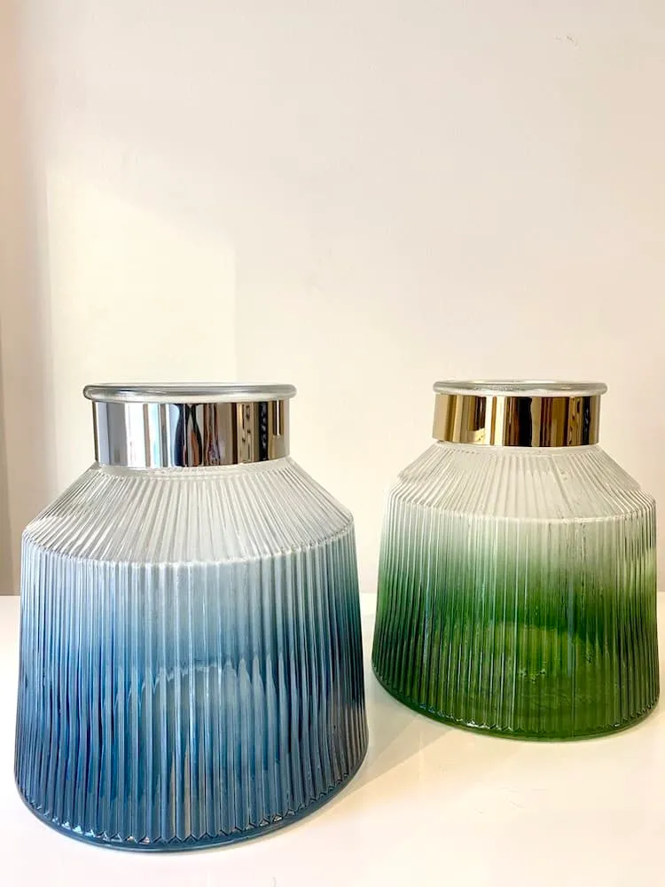 Windlicht PATRIX blau silber Ø19x20 cm