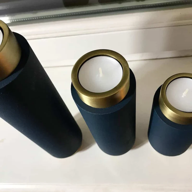 Teelichthalter NAKURU Bronze-Petrol 3er-Set