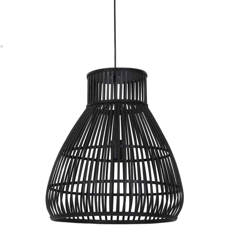 Hängeleuchte TIMAKA Rattan Schwarz Ø46x51 cm