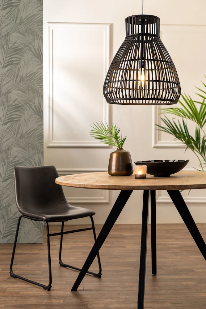 Hängeleuchte TIMAKA Rattan Schwarz Ø46x51 cm