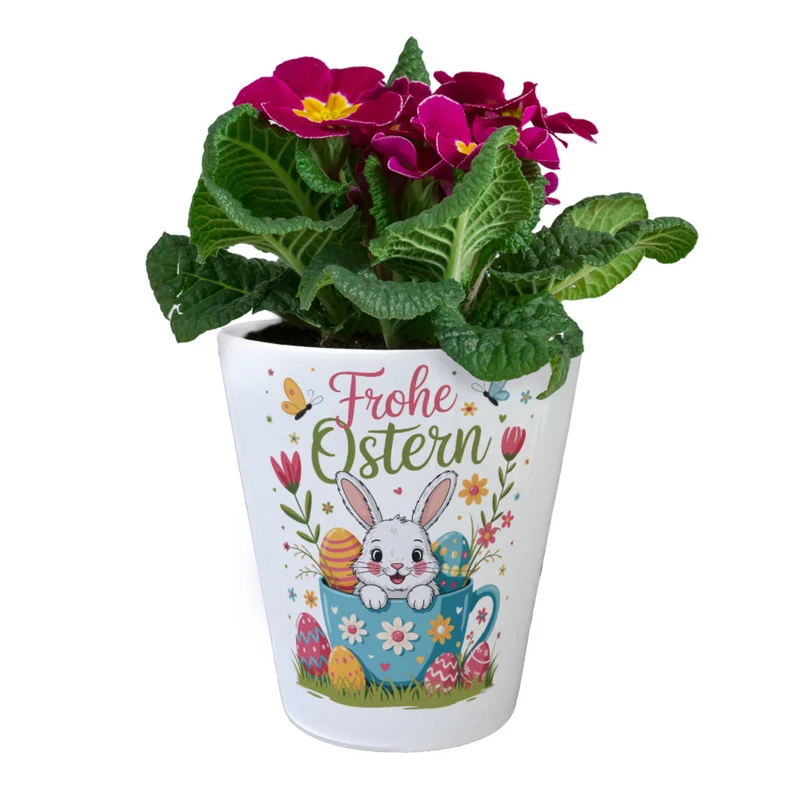 Frohe Ostern Blumentopf mit Hase