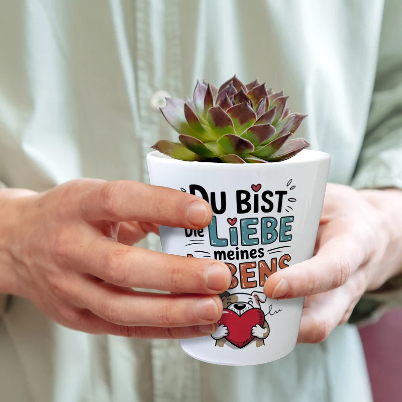 Bulldogge mit Herz Liebe meines Lebens Blumentopf für Tierliebhaber