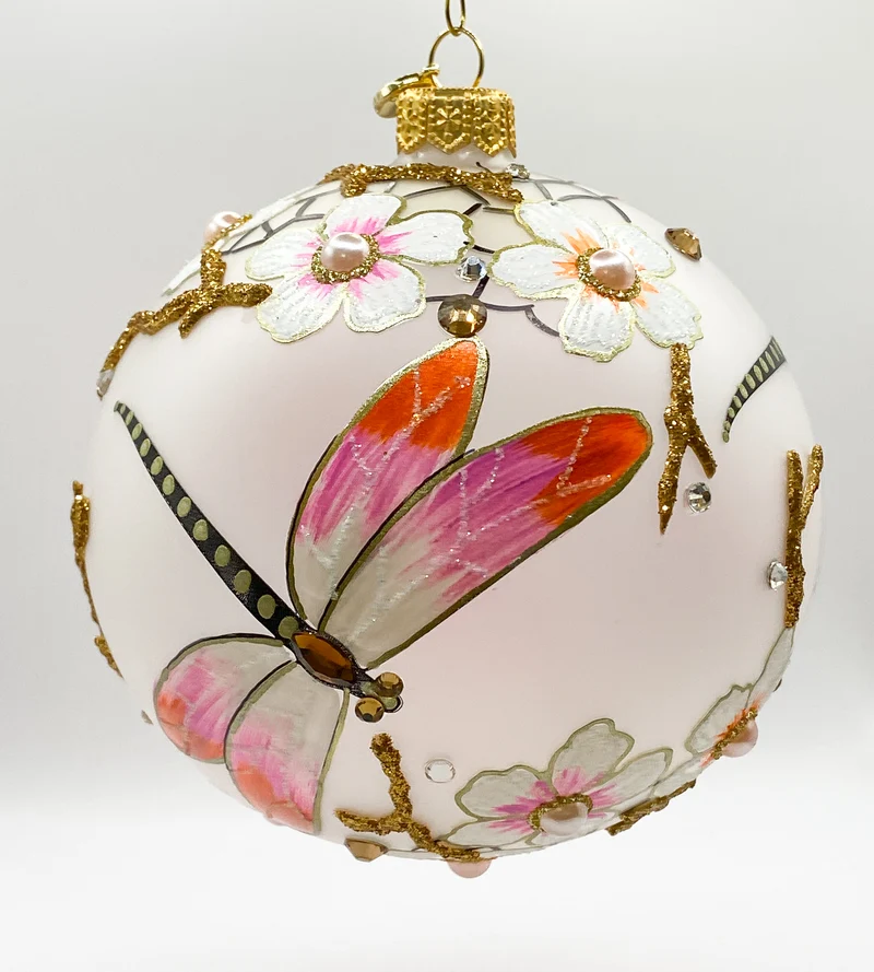 Kugel mit Libellen und Kirschblüten-Dekor, GlitterLab