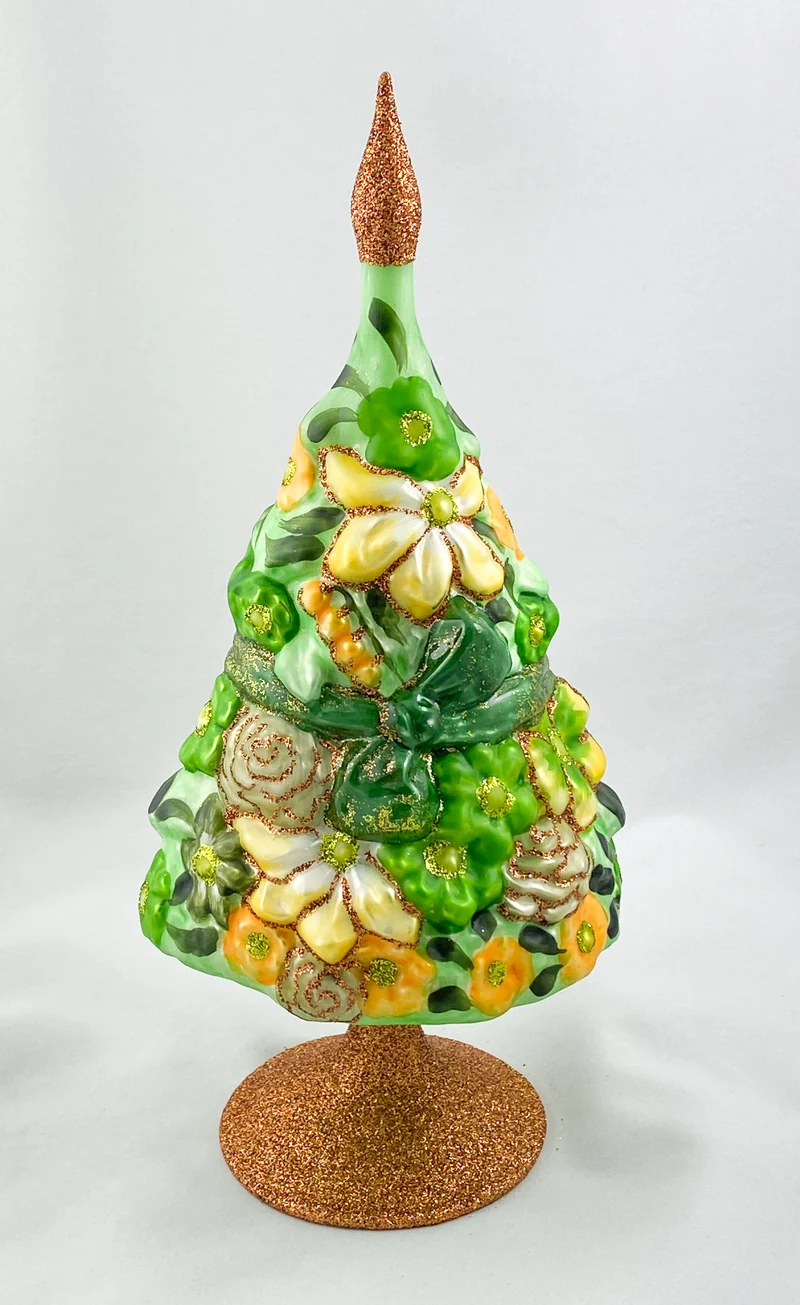 Sommer-Blumenbaum mit grüner Schleife und vielen Blüten