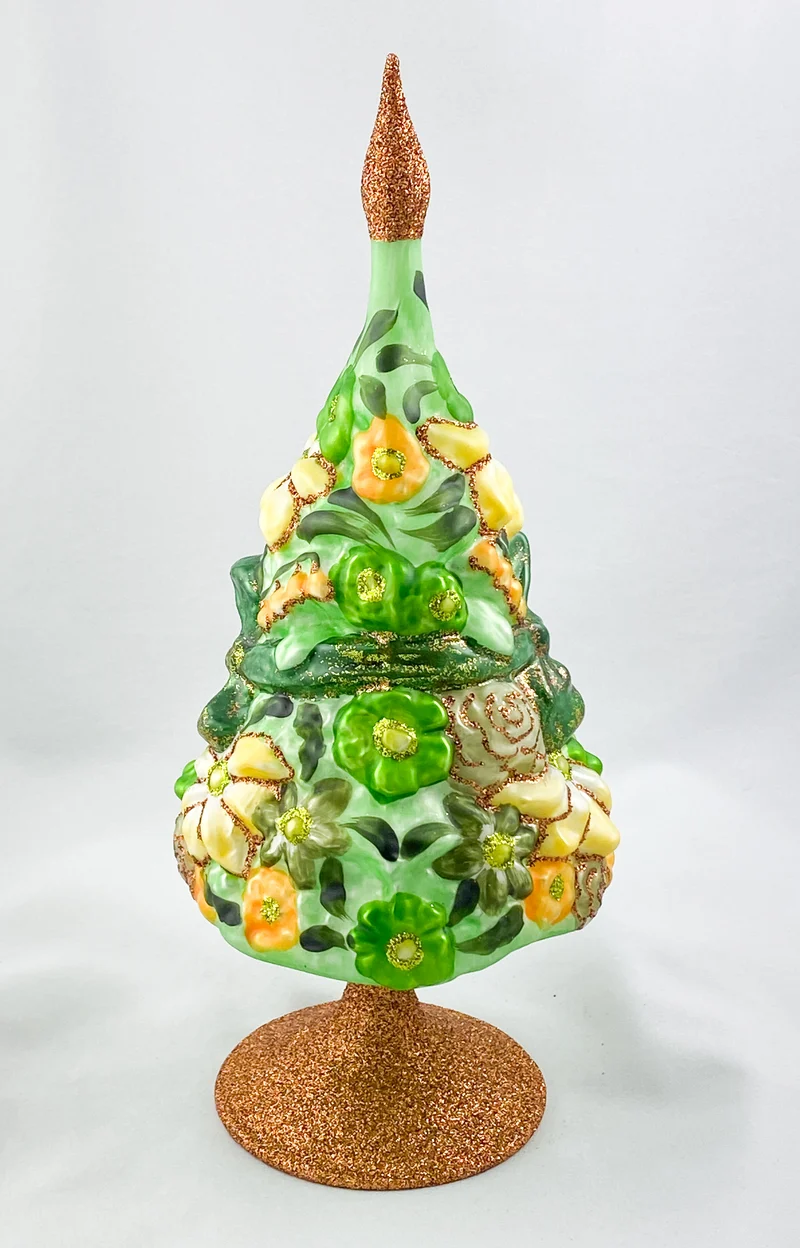 Sommer-Blumenbaum mit grüner Schleife und vielen Blüten