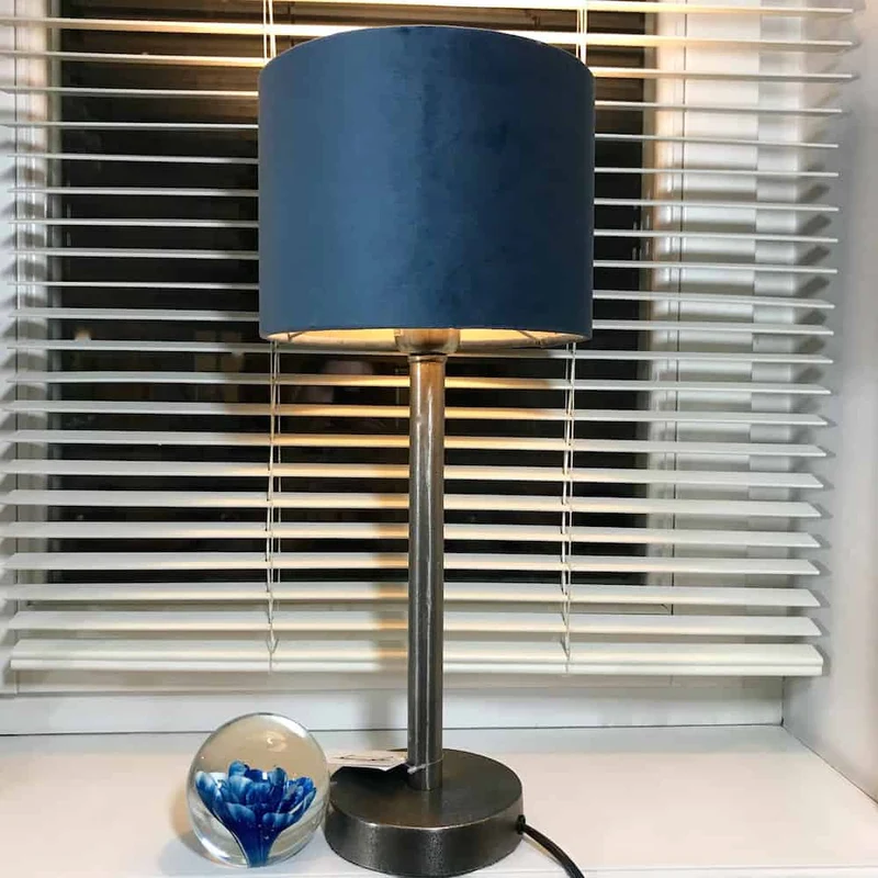 Tischlampe UNDAI Velours Petrol 45 cm