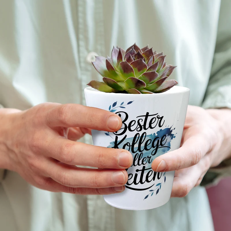 Bester Kollege aller Zeiten Blumentopf Aquarelles Blattmuster