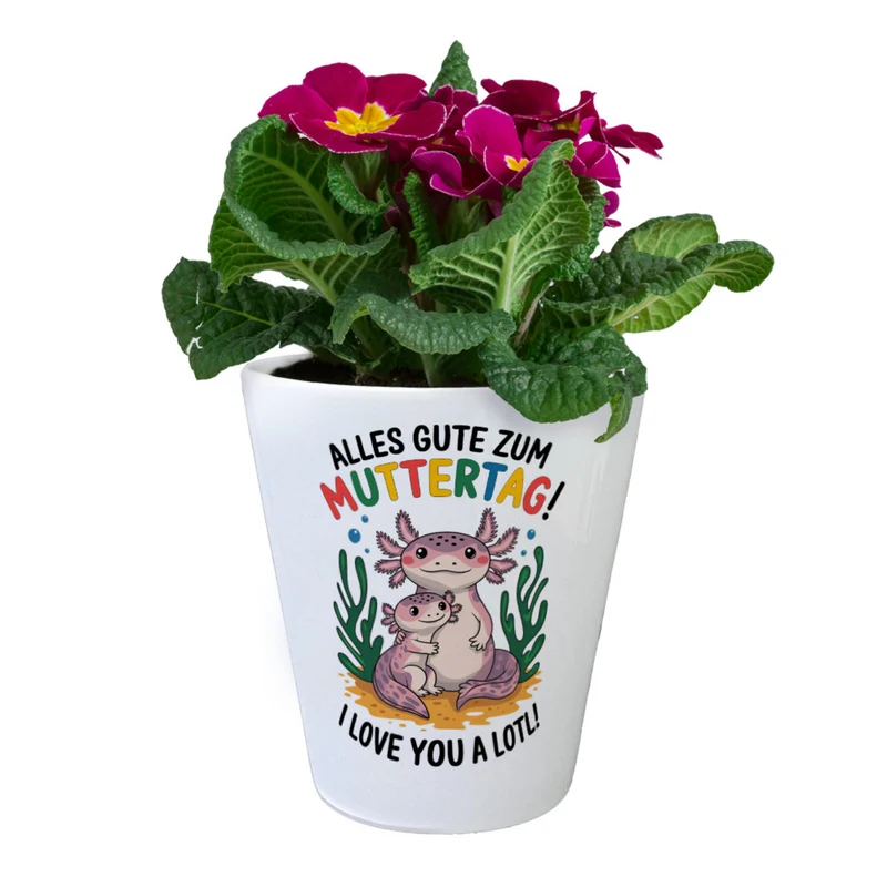 Axolotl Mutter-Kind Blumentopf Alles Gute zum Muttertag!