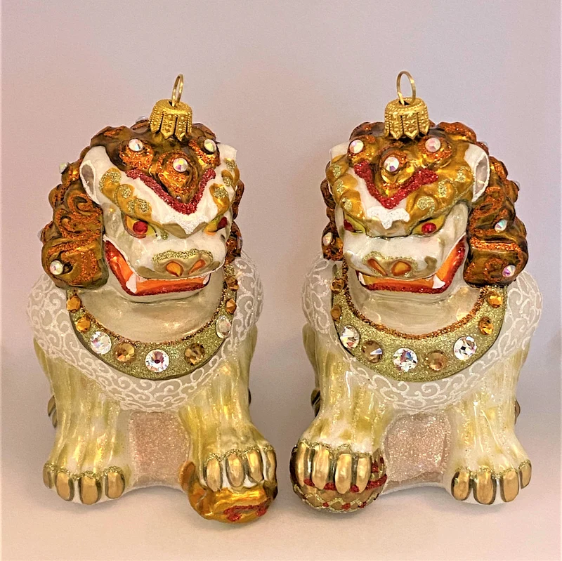 Wächter-Löwen Paar, Fu-Hunde Paar, GlitterLab