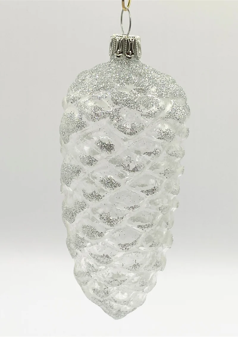 Tannen - Zapfen, transparent mit Silber-Glimmer