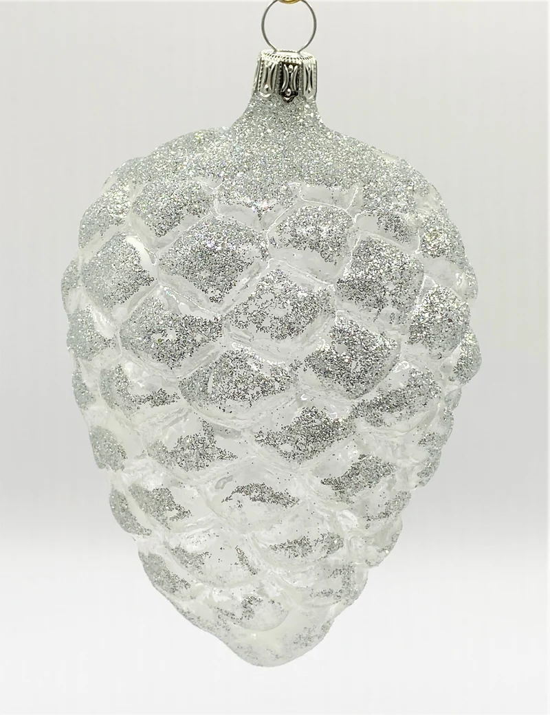Dicker Zapfen, transparent mit Silber-Glimmer