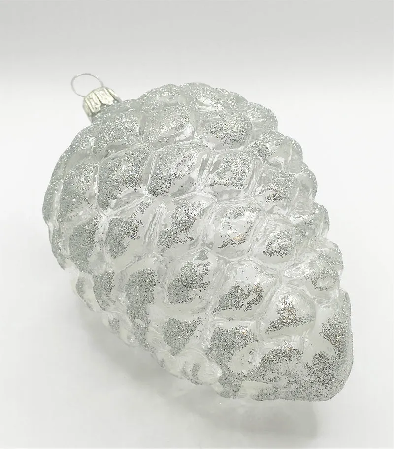 Dicker Zapfen, transparent mit Silber-Glimmer