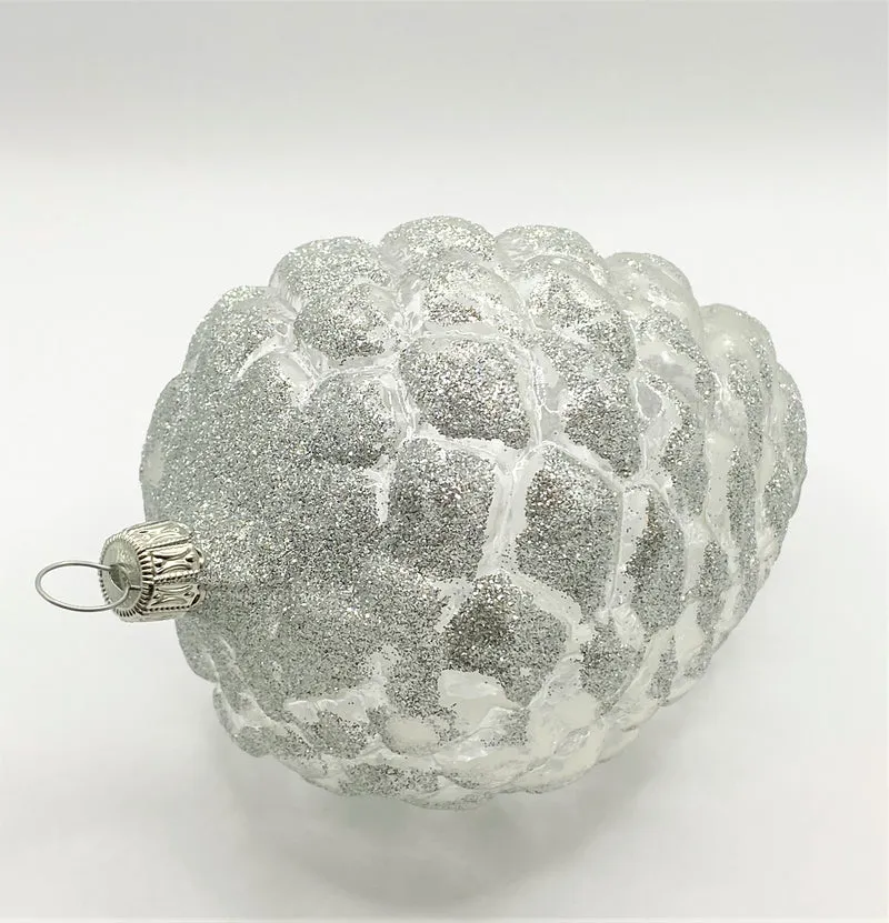 Dicker Zapfen, transparent mit Silber-Glimmer
