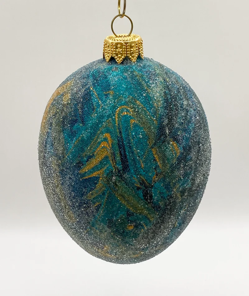 Faberge-Ei dunkles Petrol mit Gold-Dekor