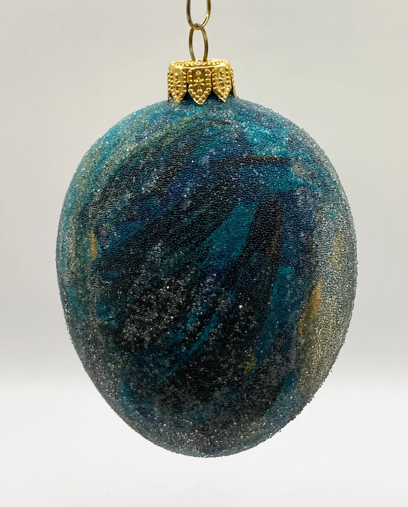 Faberge-Ei dunkles Petrol mit Gold-Dekor