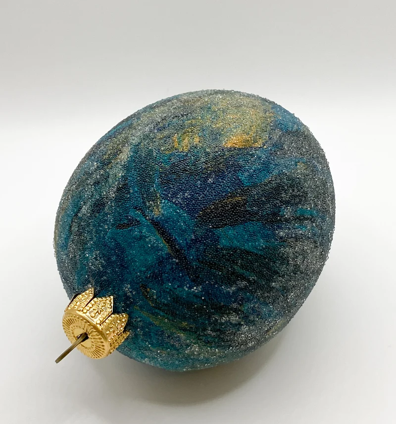 Faberge-Ei dunkles Petrol mit Gold-Dekor