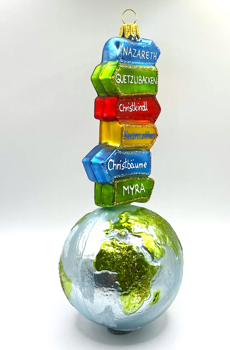 Globus mit Wegweiser