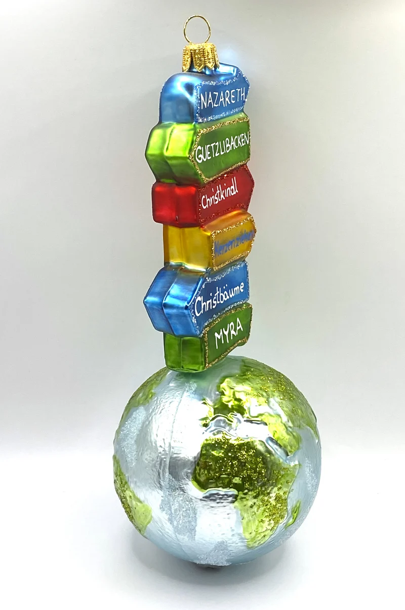 Globus mit Wegweiser