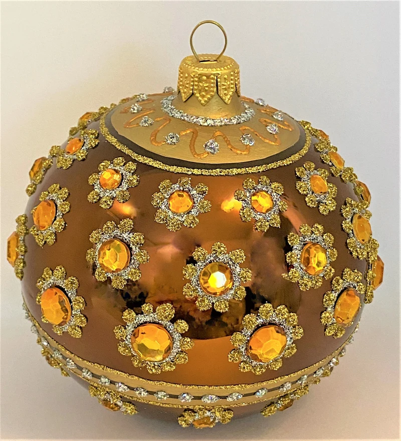 Kupfer Kugel mit goldenen Steinen