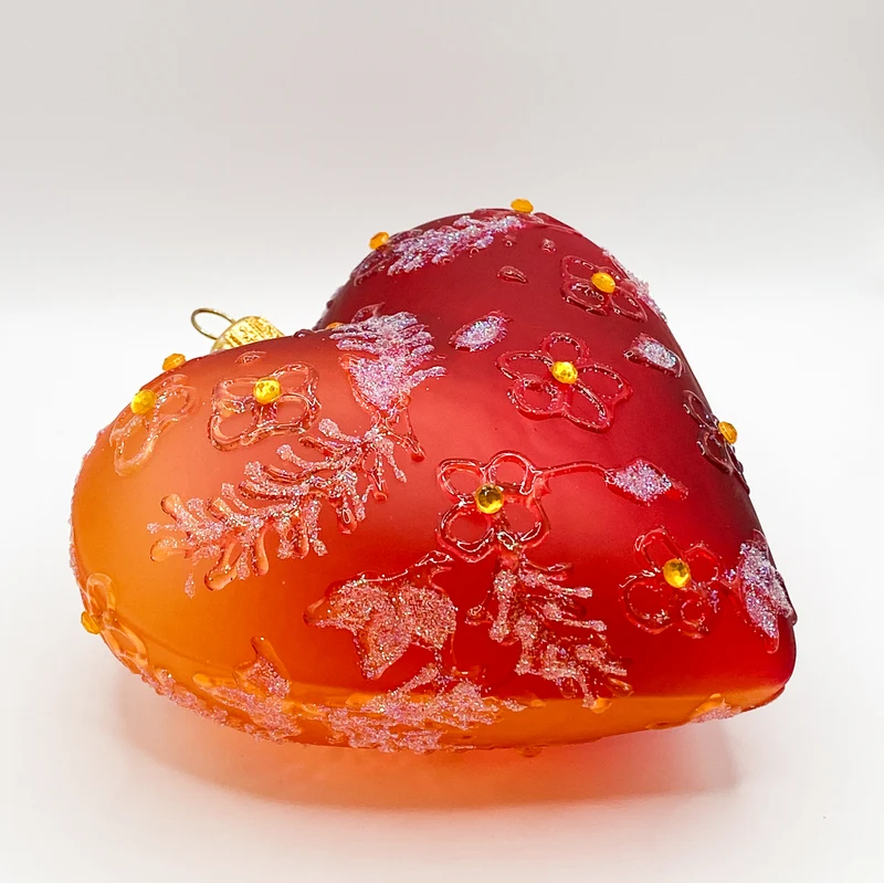 Rot oranges transparentes Herz mit Blümchen-Dekor