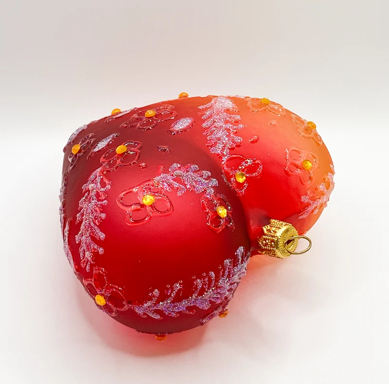 Rot oranges transparentes Herz mit Blümchen-Dekor