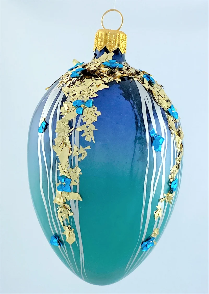 Türkis Ei-Form mit Gold und Silber Dekor