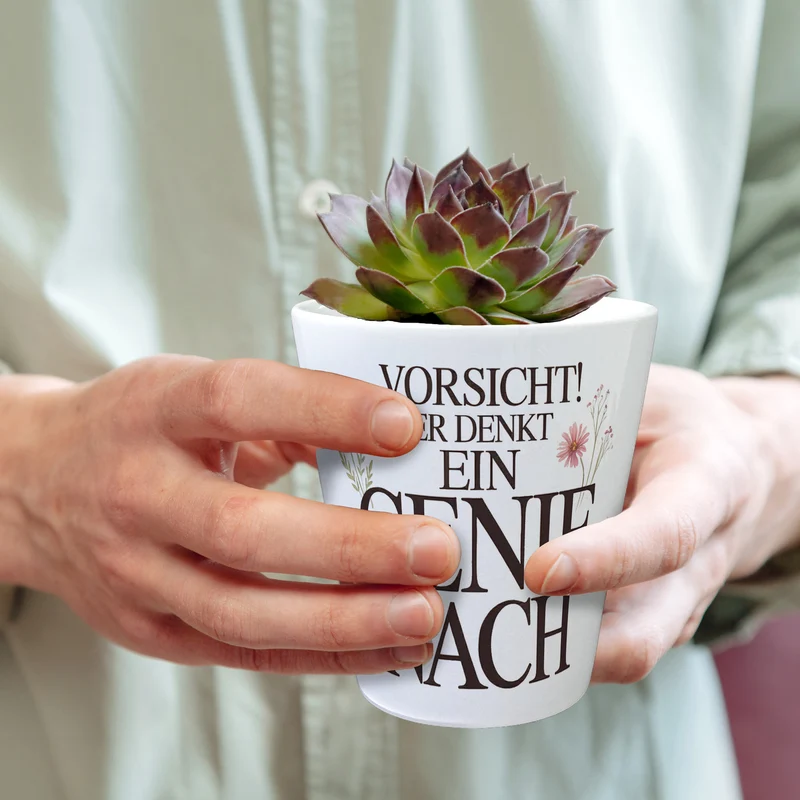Vorsicht Genie am Werk Blumentopf Dekoration