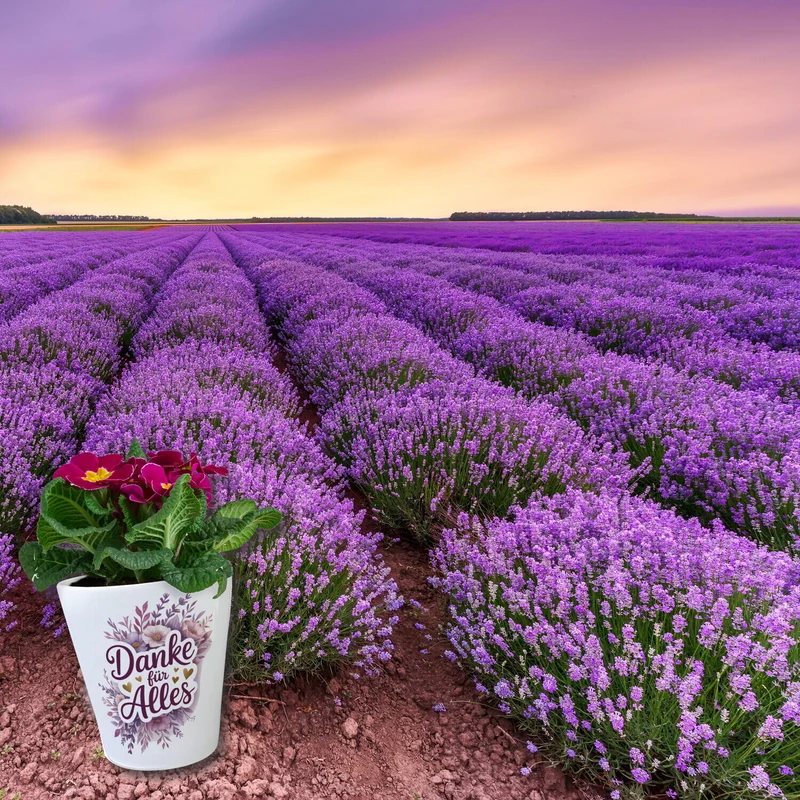 Danke Für Alles Blumentopf mit Aquarellblumen
